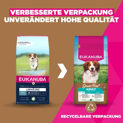 Eukanuba Grain Free Adult Small & Medium z jagnjetino - Varčno pakiranje: 2 x 12 kg