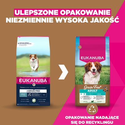 Eukanuba Grain Free Adult Small & Medium, z jagnięciną