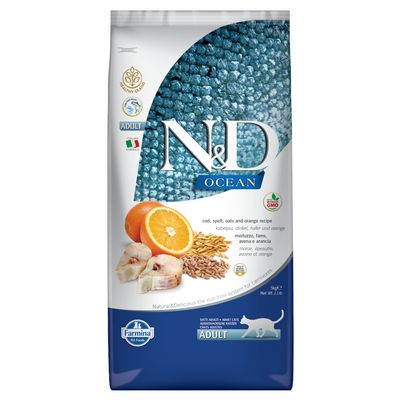 Farmina N&D Ocean gesundes Getreide Kabeljau & Orange Adult Sparpaket 2 x 5 kg