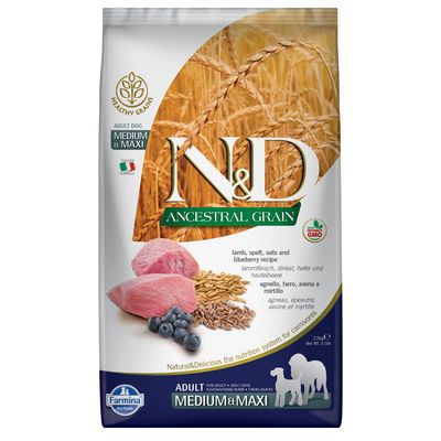 Farmina N&D Ancestral Grain Adult Medium/Maxi Lamb & Blueberry 12 kg
