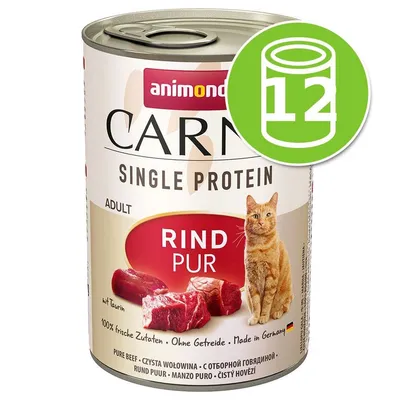 animonda Carny Single Protein Adult Rind Pur marhahúsos macskaeledel konzerv, 12 darabos csomagolás látható a képen. animonda Carny Single Protein Adult Rind Pur marhahúsos macskaeledel konzerv, 12 darabos csomagolás látható a képen.