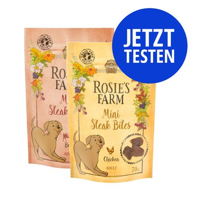 Probierpaket Rosie's Farm Adult "Tender Steak Bites" 2 x 70 g Mix (Huhn, Rind)