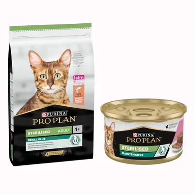 Pack bi-nutrition : PURINA PRO PLAN 10 kg de croquettes + 24 boîtes de 85 g - 10 kg Sterilised riches en saumon + 24 x 85 g Sterilised thon, saumon Pack bi-nutrition : PURINA PRO PLAN 10 kg de croquettes + 24 boîtes de 85 g - 10 kg Sterilised riches en saumon + 24 x 85 g Sterilised thon, saumon