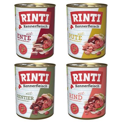 RINTI Kennerfleisch 12 x 800 g Mix (Rind, Pute, Ente, Rentier)