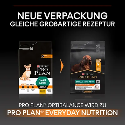 Новая упаковка, тот же отличный состав. Purina Pro Plan Optibalance становится Pro Plan Everyday Nutrition для взрослых собак мелких и миниатюрных пород.