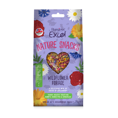 Burgess Excel Nature Snacks Wildflower Forage Multibuy: 3 x 75g