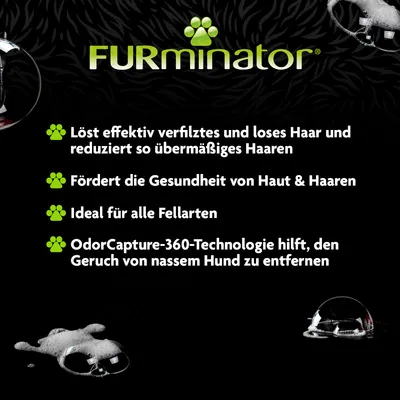 FURminator: odstranjuje sprijete in odpadle dlake, spodbuja zdravje kože in dlake, primeren za vse vrste dlake, tehnologija OdorCapture-360 odstranjuje vonj mokrega psa.