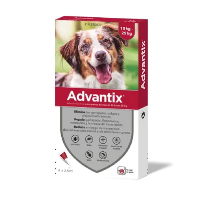 Advantix® pipetas para perros de 10 kg a 25 kg - 4 pipetas Advantix® pipetas para perros de 10 kg a 25 kg - 4 pipetas