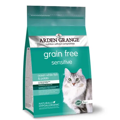 Grain free sensitive food with ocean white fish and potato, naturally hypoallergenic, suitable for sensitive skin or digestion. 2kg pack.