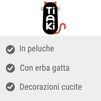 Tiaki. In peluche, con erba gatta, decorazioni cucite.