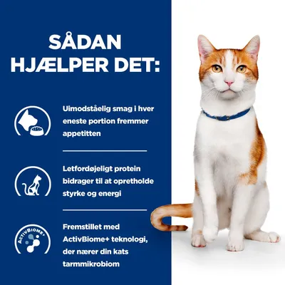 SÅDAN HJÆLPER DET: Uimodståelig smag i hver eneste portion fremmer appetitten. Letfordøjeligt protein bidrager til at opretholde styrke og energi. Fremstillet med ActivBiome+ teknologi.