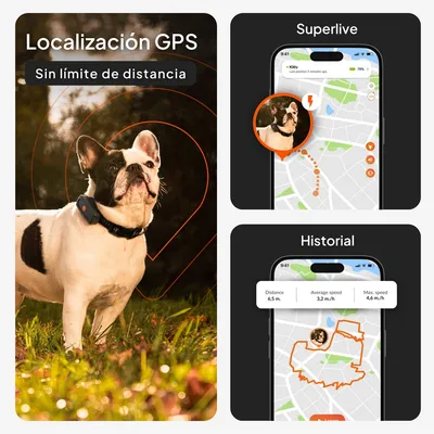 Localización GPS sin límite de distancia, seguimiento super en tiempo real y historial de recorrido con distancia de 6,5 m, velocidad media de 3,2 km/h, velocidad máxima de 4,6 km/h. Localización GPS sin límite de distancia, seguimiento super en tiempo real y historial de recorrido con distancia de 6,5 m, velocidad media de 3,2 km/h, velocidad máxima de 4,6 km/h.