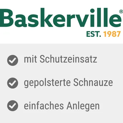 Baskerville seit 1987. Mit Schutzeinsatz, gepolsterte Schnauze, einfaches Anlegen.