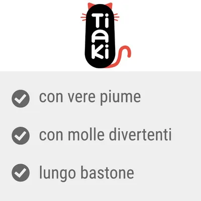 Tiaki. con vere piume, con molle divertenti, lungo bastone