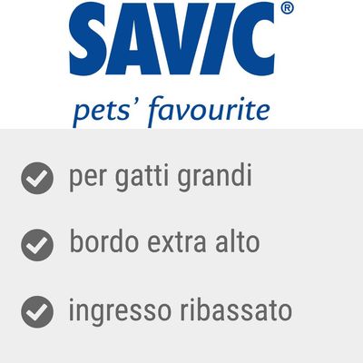 SAVIC pets' favourite. per gatti grandi, bordo extra alto, ingresso ribassato.