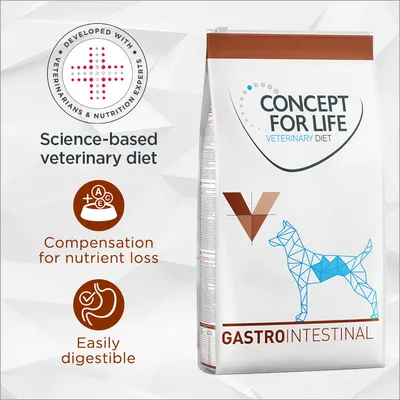 Concept for Life Veterinary Diet Gastrointestinal. Science-based veterinary diet, developed with veterinarians and nutrition experts. Compensation for nutrient loss. Easily digestible.