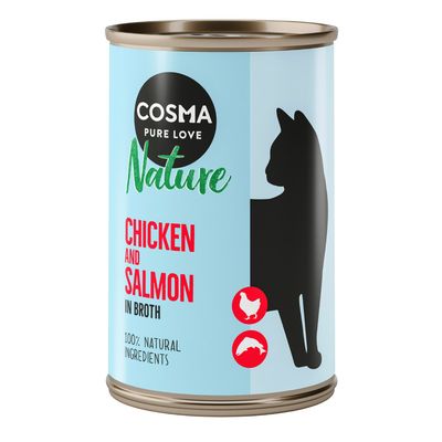 Cosma Nature -säästöpakkaus 12 x 140 g kana & lohi