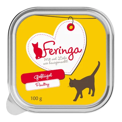 Feringa kattenvoer, smaak van gevogelte, 100 g. Met veel liefde bereid als huisgemaakt. Feringa kattenvoer, smaak van gevogelte, 100 g. Met veel liefde bereid als huisgemaakt.