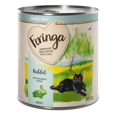 Feringa Single Meat Menù 12 x 800 g umido per gatti Coniglio con Pastinaca ed Erba gatta
