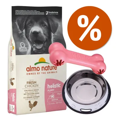 Welcome Kit Puppy & Junior Almo Nature Holistic - 12 Kg Holistic Medium Puppy Pollo + Kong + Ciotola