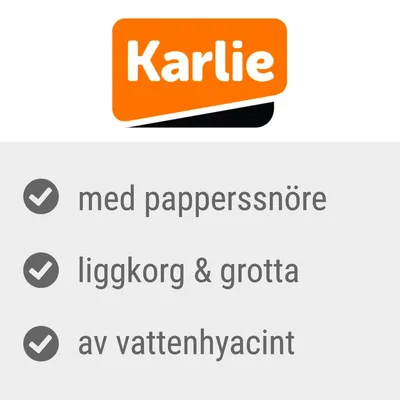 Karlie. med papperssnöre, liggkorg & grotta, av vattenhyacint