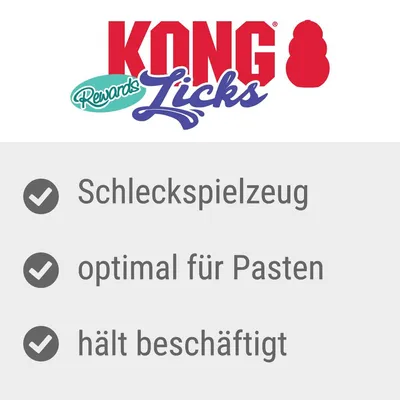 KONG Rewards Licks. Jucărie de lins, ideală pentru paste, menține ocupat.