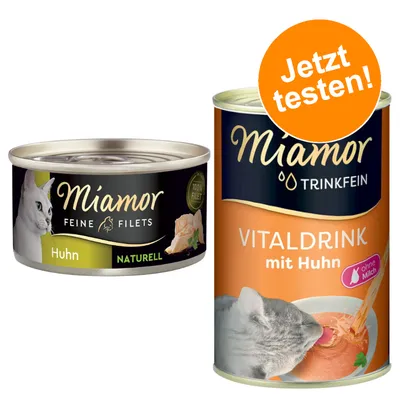 Miamor Feine Filets Huhn Naturell und Miamor Trinkfein Vitaldrink mit Huhn, ohne Milch. Jetzt testen!