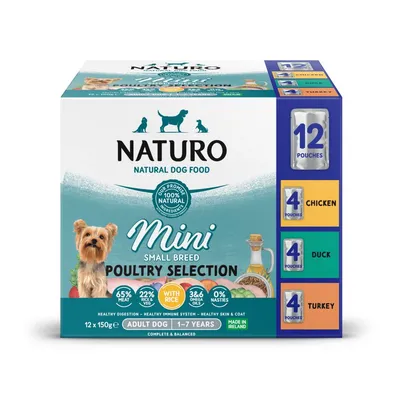 Naturo Adult Mini / Small Breed Pouches - Variety Pack with Rice - Saver Pack: 24 x 150g
