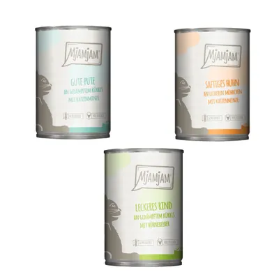 Kombi-Paket MjAMjAM 36 x 400 g - Mixpaket 1 (3 Sorten) Kombi-Paket MjAMjAM 36 x 400 g - Mixpaket 1 (3 Sorten)