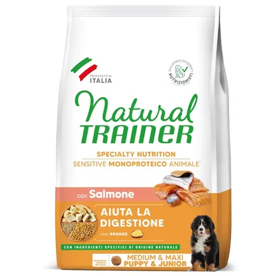 Natural Trainer Sensitive Puppy & Junior Medium & Maxi con Salmone Crocchette cane Natural Trainer Sensitive Puppy & Junior Medium & Maxi con Salmone Crocchette cane