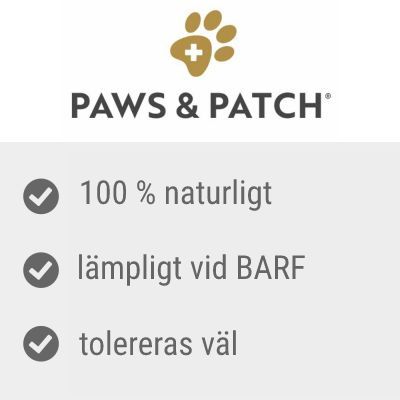 PAWS & PATCH. 100 % naturligt, lämpligt vid BARF, tolereras väl.