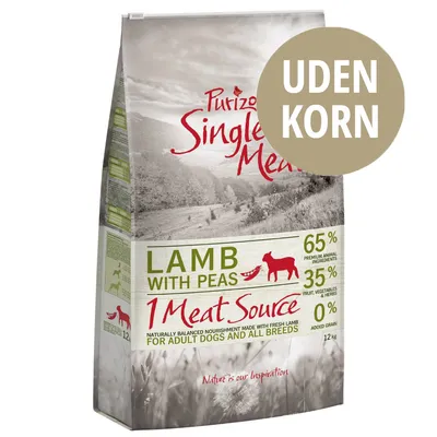 Purizon Single Meat Lamb with Peas, 65 % animalske ingredienser, 35 % frugt og grøntsager, 0 % tilsat korn, UDEN KORN, 12 kg. Til voksne hunde og alle racer.