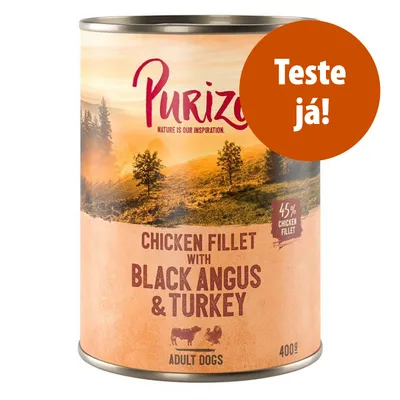 Purizon Chicken Fillet with Black Angus & Turkey, 45% chicken fillet, Adult Dogs, 400 g. Texto em destaque: Teste já!