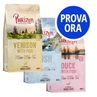 Set prova! Purizon Adult Cat Crocchette per gatto - 2 x 400 g: con Grani antichi, Merluzzo + Sterilised Pollo con Pesce