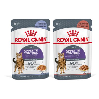 Royal Canin Instinctive nourriture humide pour chats adultes, lot de 24x85g. Emballage du produit avec chat et nourriture en sauce.
