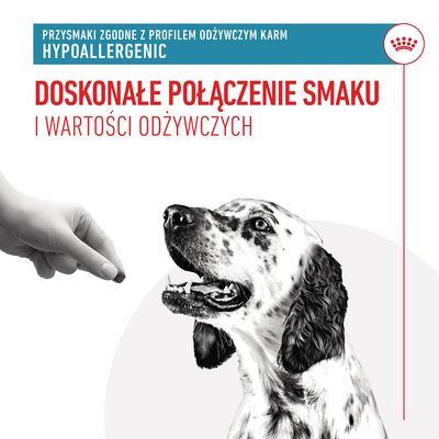 Przysmaki zgodne z profilem odżywczym karm hypoallergenic. Doskonałe połączenie smaku i wartości odżywczych.