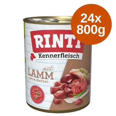 Rinti Kennerfleisch mit Lamm, getreidefrei, 24 Dosen à 800g.