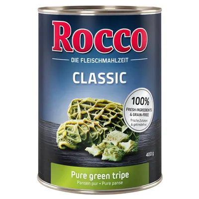 Rocco Classic, Die Fleischmahlzeit, Pure green tripe, Pansen pur, 100% frische Zutaten und getreidefrei, 400g.