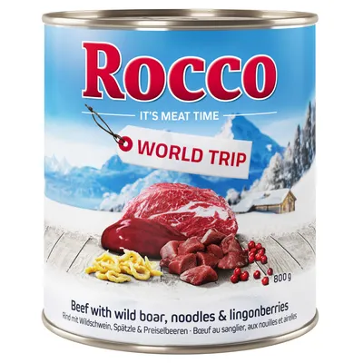 Rocco World Trip. Rind mit Wildschwein, Spätzle und Preiselbeeren. 800g Dose.