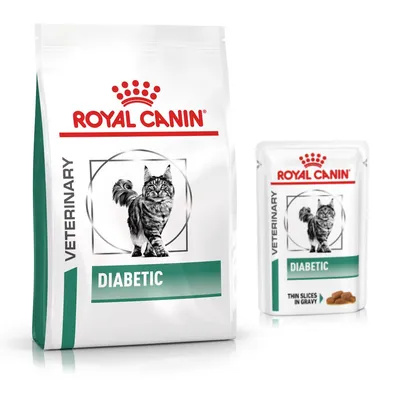 Pack bi-nutrition : croquettes + sachets Royal Canin Veterinary pour chat - Diabetic DS 46 (3,5 kg + 12 x 85 g) Pack bi-nutrition : croquettes + sachets Royal Canin Veterinary pour chat - Diabetic DS 46 (3,5 kg + 12 x 85 g)