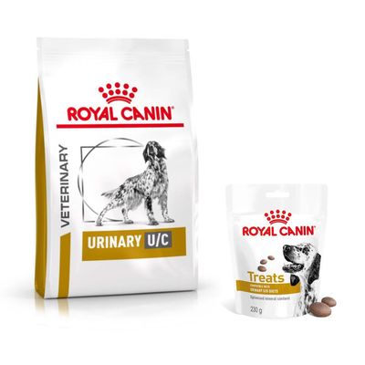 Royal Canin Veterinary Canine Urinary + 3 x 230 g Snack gratis! 14 kg U/C
