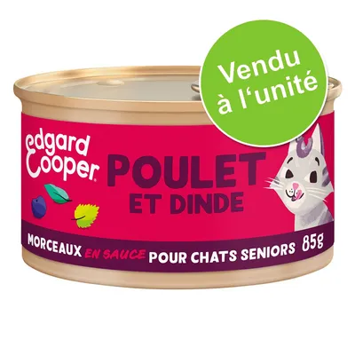 Edgard & Cooper Poulet et Dinde, morceaux en sauce pour chats seniors, 85 g. Vendu à l’unité. Edgard & Cooper Poulet et Dinde, morceaux en sauce pour chats seniors, 85 g. Vendu à l’unité.