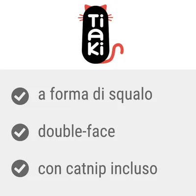 Tiaki. a forma di squalo, double-face, con catnip incluso