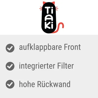 Tiaki. Produktmerkmale: aufklappbare Front, integrierter Filter, hohe Rückwand.