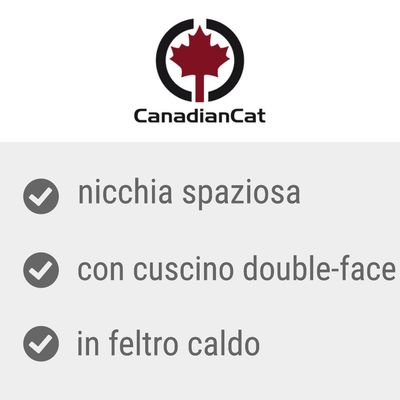 CanadianCat. nicchia spaziosa, con cuscino double-face, in feltro caldo.