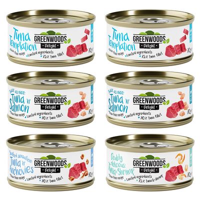 Lot mixte Greenwoods Delight au thon 6 x 70 g pour chat Mix: 4 variétés