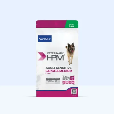 Virbac Veterinary HPM Adult Sensitive Large & Medium >11 kg, Carnivore Nutrition: Fehérje 28%, Szénhidrát 32%, Globális Preventív Profil, újrahasznosítható csomagolás. Virbac Veterinary HPM Adult Sensitive Large & Medium >11 kg, Carnivore Nutrition: Fehérje 28%, Szénhidrát 32%, Globális Preventív Profil, újrahasznosítható csomagolás.
