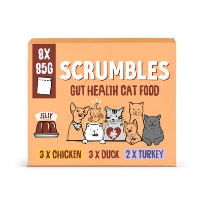 Scrumbles Gut Health Cat Food Pouches Meat in Jelly Selection - 8 x 85g