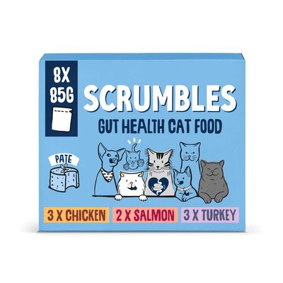 Scrumbles Gut Health Cat Food Pouches Classic Pâté Selection 8 x 85g