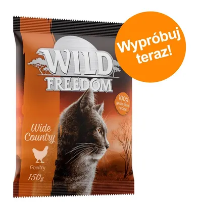 Wild Freedom Wide Country Poultry 150 g, 100% grain-free recipe. Pomarańczowe koło z napisem: Wypróbuj teraz! Wild Freedom Wide Country Poultry 150 g, 100% grain-free recipe. Pomarańczowe koło z napisem: Wypróbuj teraz!